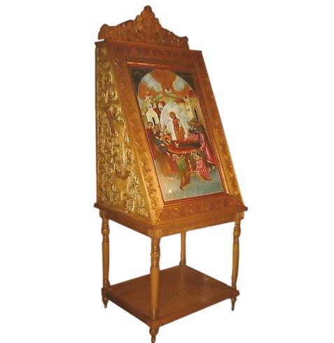 SMALL ICON STAND IN BYZANTINE CARVING